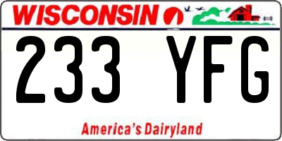 WI license plate 233YFG