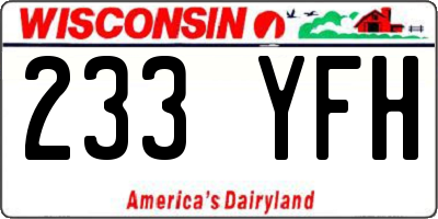 WI license plate 233YFH
