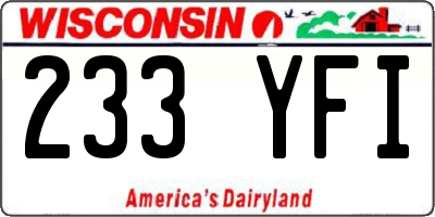 WI license plate 233YFI