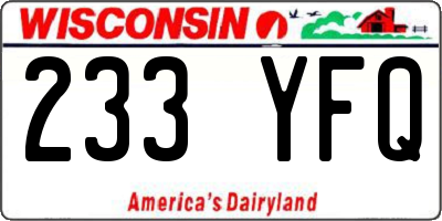 WI license plate 233YFQ