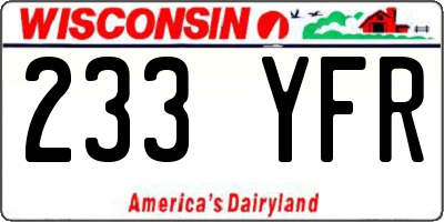 WI license plate 233YFR
