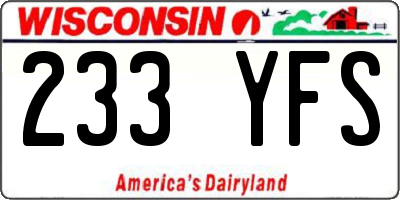 WI license plate 233YFS