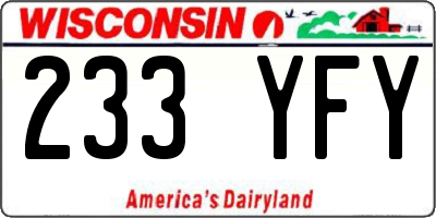WI license plate 233YFY