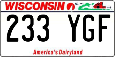 WI license plate 233YGF
