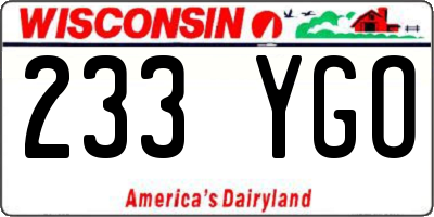 WI license plate 233YGO