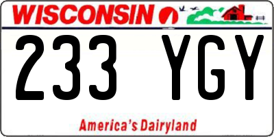 WI license plate 233YGY