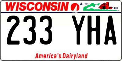 WI license plate 233YHA