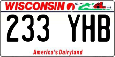 WI license plate 233YHB