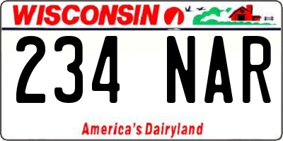 WI license plate 234NAR