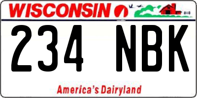 WI license plate 234NBK