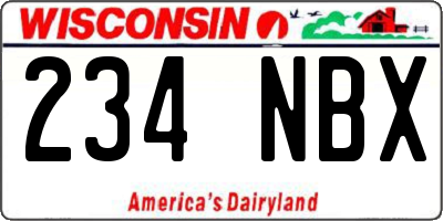 WI license plate 234NBX