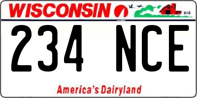 WI license plate 234NCE