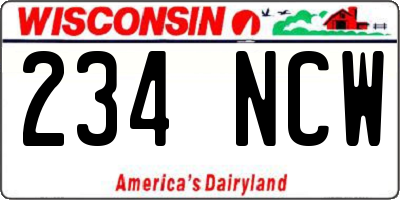 WI license plate 234NCW