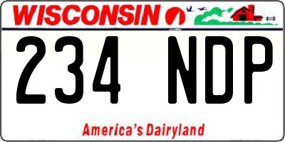 WI license plate 234NDP