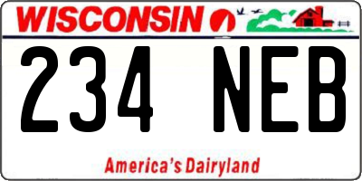 WI license plate 234NEB