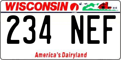 WI license plate 234NEF