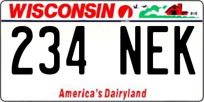 WI license plate 234NEK