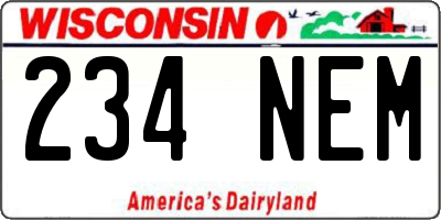 WI license plate 234NEM
