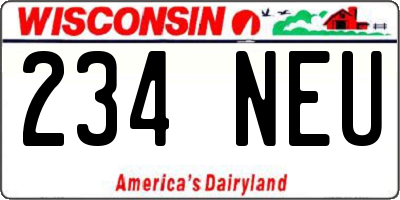 WI license plate 234NEU