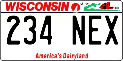 WI license plate 234NEX