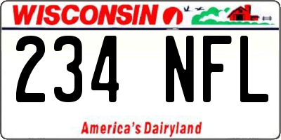 WI license plate 234NFL