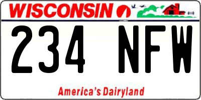 WI license plate 234NFW