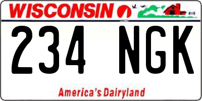 WI license plate 234NGK