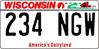 WI license plate 234NGW