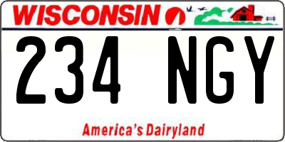 WI license plate 234NGY