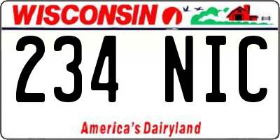 WI license plate 234NIC