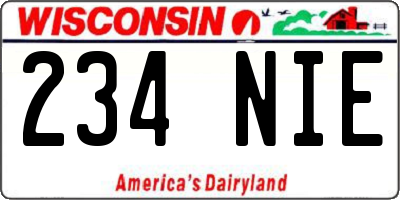 WI license plate 234NIE