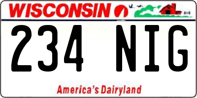 WI license plate 234NIG