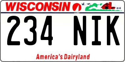 WI license plate 234NIK