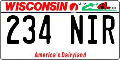 WI license plate 234NIR