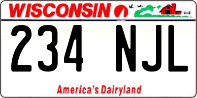 WI license plate 234NJL