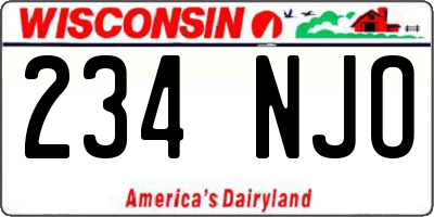 WI license plate 234NJO