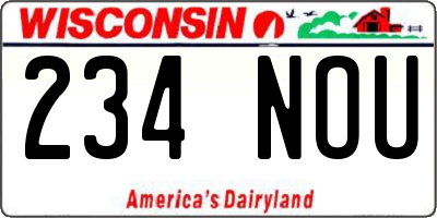 WI license plate 234NOU