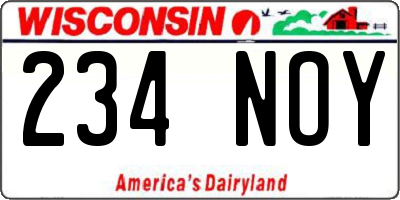 WI license plate 234NOY
