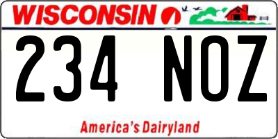 WI license plate 234NOZ