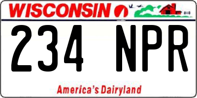 WI license plate 234NPR