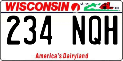 WI license plate 234NQH