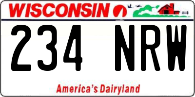 WI license plate 234NRW
