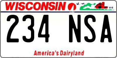 WI license plate 234NSA