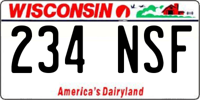 WI license plate 234NSF