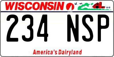 WI license plate 234NSP