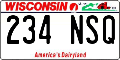 WI license plate 234NSQ