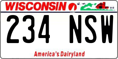 WI license plate 234NSW