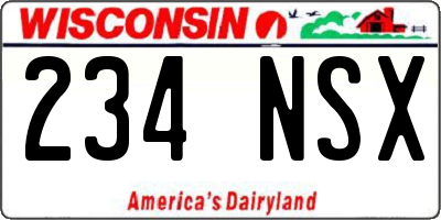 WI license plate 234NSX