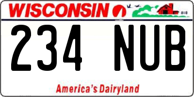 WI license plate 234NUB