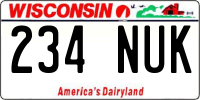 WI license plate 234NUK